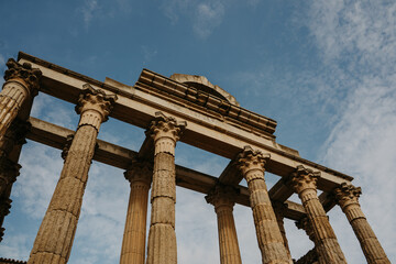 Roman ruins of the temple of diana in merida in extremadura, spain.