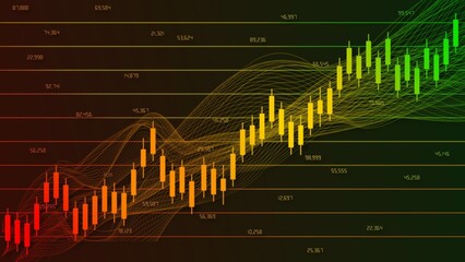 Stock market charts - abstract background of stock exchange quotes and market indicators - financial data and business growth view - 3D Illustration