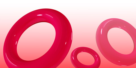 Red glossy torus abstract banner