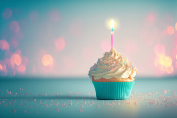 birthday cupcake with candle	
