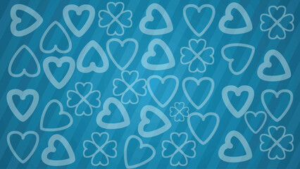 Vector love hearts Hand drawing on stripe bright teal background. Love, feelings. Valentine's Day