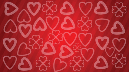 Vector illustration love hearts Hand drawing on stripe red background. Love, feelings. Valentine's Day