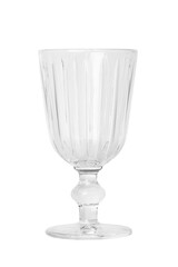 Glass faceted empty wine glass. Isolated. PNG