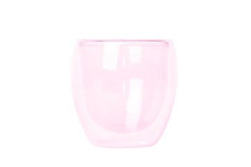 Glass empty glass with a double bottom of the average size. Rose glass. Isolated. PNG
