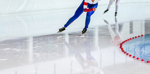 rivalry female athletes at speed skating competition