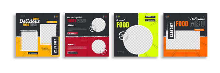 food social Creative media post banner template design. food post for promotion your product. easy for Use.