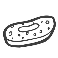 Doughnut hand drawn outline doodle icon. Vector sketch illustration of glazed doughnut for print, web, mobile and infographics isolated on white background.