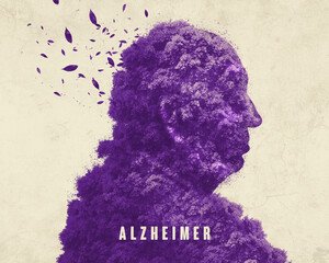 Alzheimer's old Man silhouette face cancer disease dementia neurology aging brain refuse behavior waste aging mind face disease intelligence pain suffering amnesia bipolar reflection think