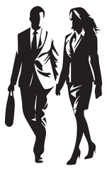 Silhouette of man and woman, Business person. Vector illustration