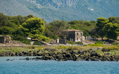 Old stone house on a greek small island, Lihadonisia islands, Greece