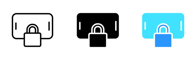 Smartphone with lock line icon. phone, gadget, chat, community, lock, security, access, password, closed, unavailable. Vector icon in line, black and colorful style on white background