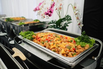 Fish Fillet with sour pineapple and sweet taste served on table buffet