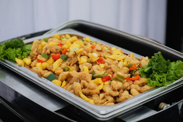 Fish Fillet with sour pineapple and sweet taste served on buffet