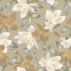 Oriental Floral Seamless Pattern Design Background