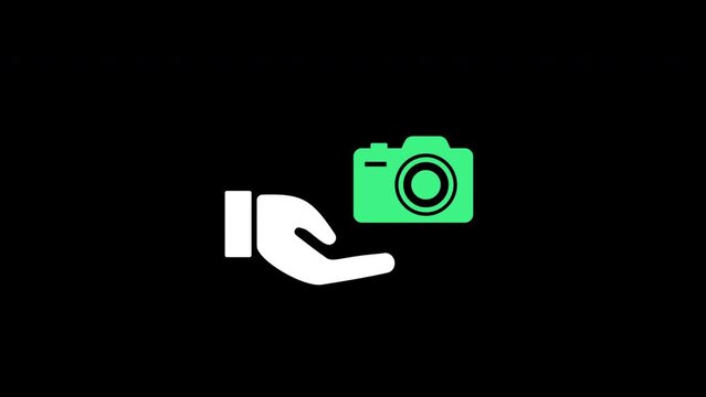 hand holding camera icon.motion animation