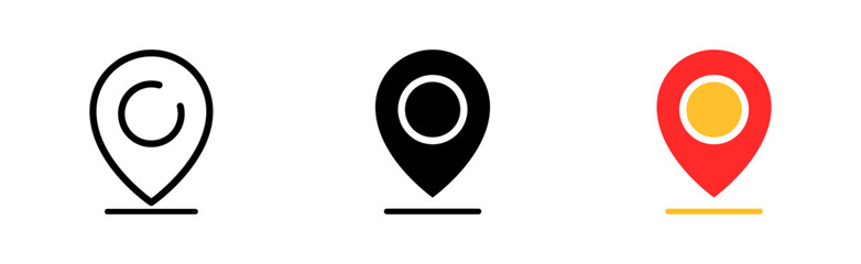 Map line icon. Competition, map, geography, mark, place, path, performance. competition concept. Vector icon in line, black and colorful style on white background