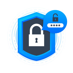 Password for secure login in system digital for mobile app. Privacy protection. Two Step verification. Vector illustration.