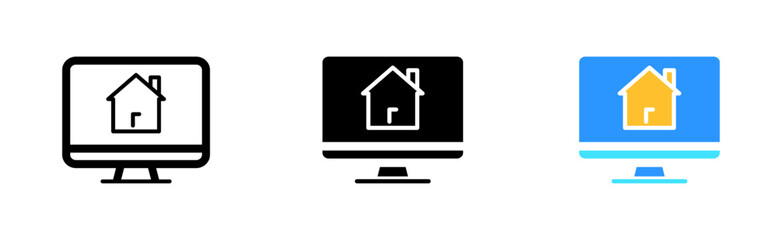 Rental fee online line icon. Regular or monthly rent in dollars. Accommodation concept. Vector icon in line, black and colorful style on white background