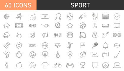 Fototapeta na wymiar Set of Sports icons. Simple line art style icons pack. Vector illustration