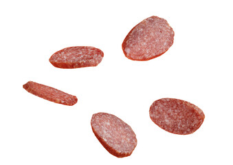 Slices of salami sausage isolated png