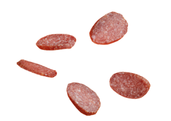 Slices of salami sausage isolated png