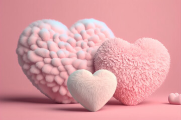 Obraz premium Saint Valentine day holiday, fluffy heart shapes