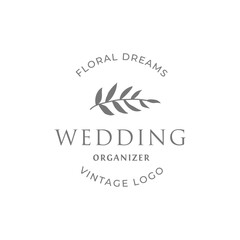 Wedding logo. Minimalistic  floral  frames. Elegant herbs or blossoms. Vector botanical, botanic badge