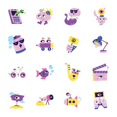 Collection of Fun Flat Stickers 

