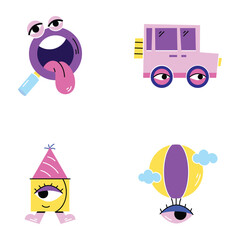 Set of Trendy Colorful Flat Stickers 

