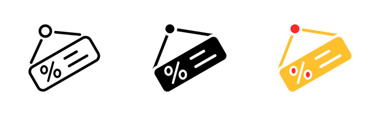 Sale line icon. Sales, discounts, purchases, purchases, ticket, pricing policy, distance selling, market, buyer, business. Vector icon in line, black and colorful style on white background