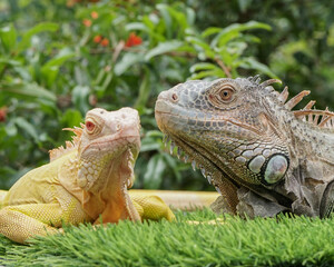 Iguanas on the ground 