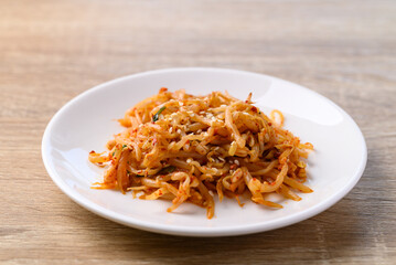 Spicy mung bean sprouts salad (Kongnamul Muchim), Korean food side dish