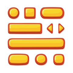 Casual Game UI Kit Buttons Set. Cartoon Style. Vector