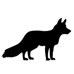 Forest wildlife animals vector illustration - Black silhouette of fox, chestnut, sorrel, isolated on white background