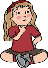 Girl sitting on the floor thinking