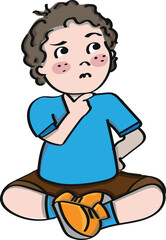 Boy sitting on the floor thinking