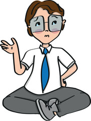 Student sitting on the floor thinking