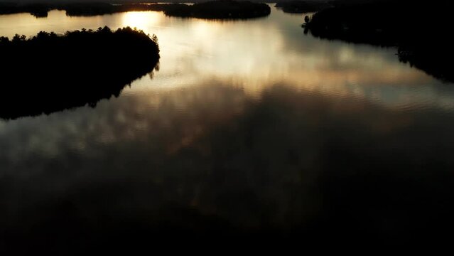 Muskoka Sunset on the water - Drone Clip
