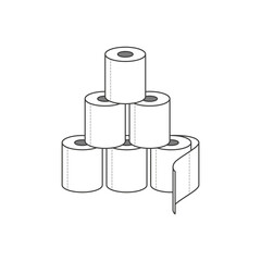 Group of toilet paper rolls isolated on white background. Illustration on transparent background