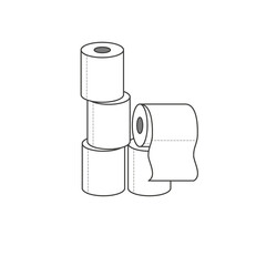 Group of toilet paper rolls isolated on white background. Illustration on transparent background