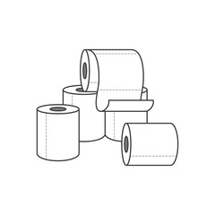 Group of toilet paper rolls isolated on white background. Illustration on transparent background