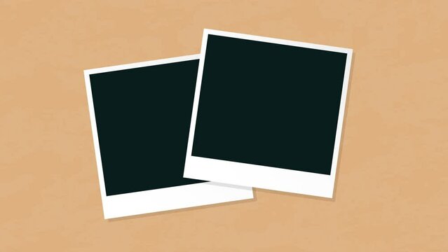 Empty Blank Polaroid Picture Frames Template Wall Fly In Animation Instant Photo Cardboard Bulletin Background
