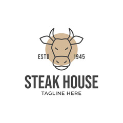 Bull's head logo. Vector illustration  for emblem, poster, label, badge. Advertising of beef meat products