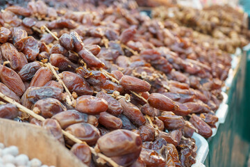 Dates sitting on a marketplace in Tétouan's median, in Morocco