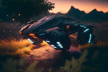 sci-fi military vehicle car
