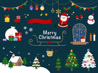 かわいいサンタさんのクリスマス素材セット