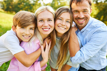 Happy family with daughter and son