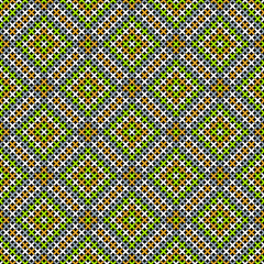BLACK SEAMLESS VECTOR BACKGROUND WITH GEOMETRIC CROSS STITCH ORNAMENT IN LIGHT GREEN SHADES