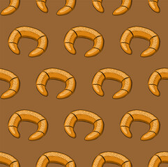 BEIGE SEAMLESS VECTOR BACKGROUND WITH SWEET BAGELS