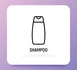 Shampoo thin line icon. Simple packaging. Modern vector illustration for beauty shop.